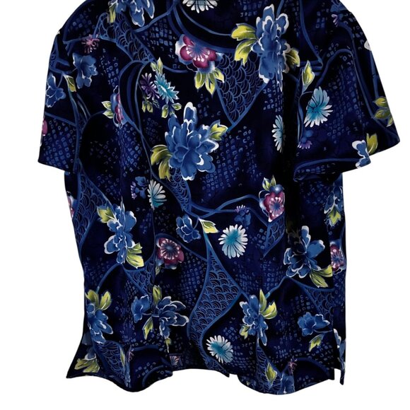 Womens Size XL Floral Patterned Womens Blouse Short Sleeve Button-Up - Picture 6 of 14